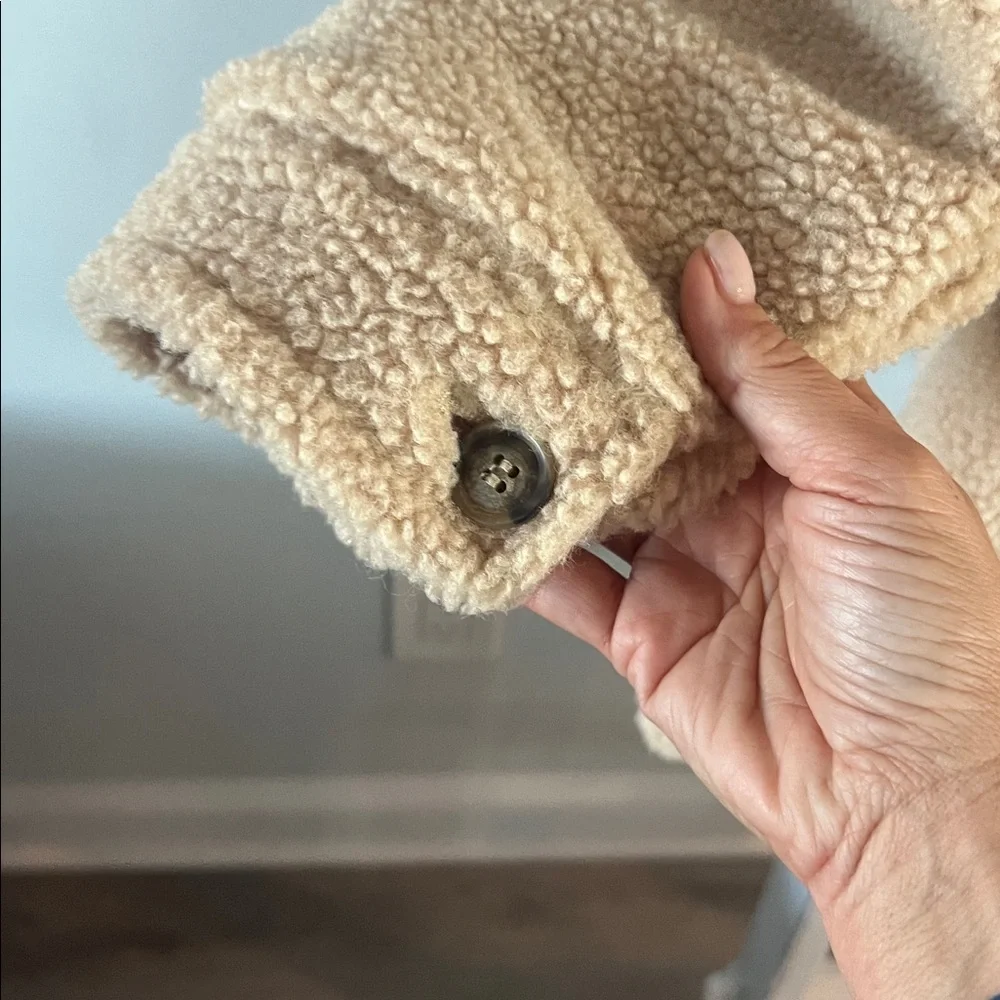 Ugg Kookaburra camel Tan Teddy winter lined cold weather Sherpa Jacket medium - Picture 11 of 11
